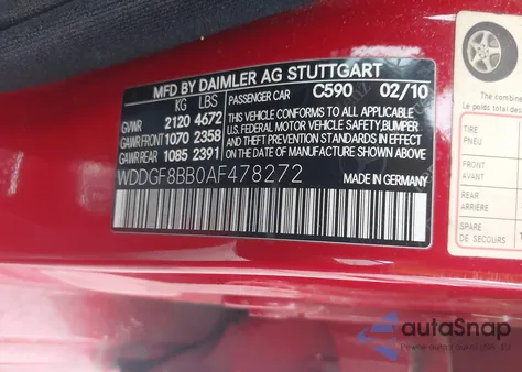 2010 Mercedes-Benz C 300 Luxury 4Matic/Sport 4Matic from USA, damaged, VIN WDDGF8BB0AF478272